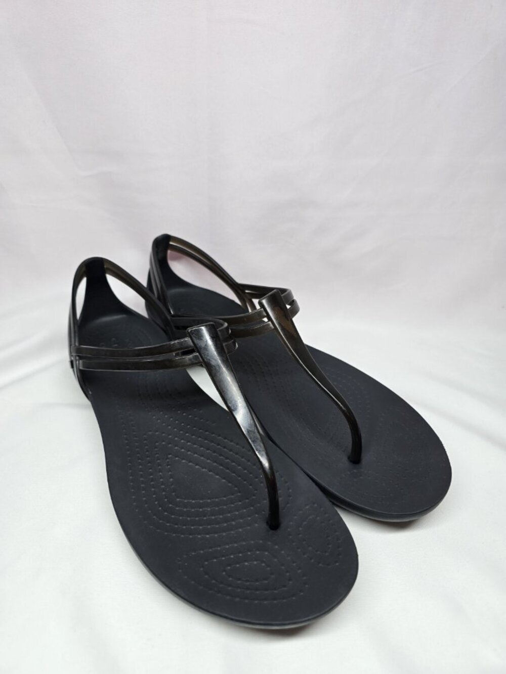 Crocs Isabella Women's Size 9 Black Jelly T-Strap Iconic Comfort Sandals